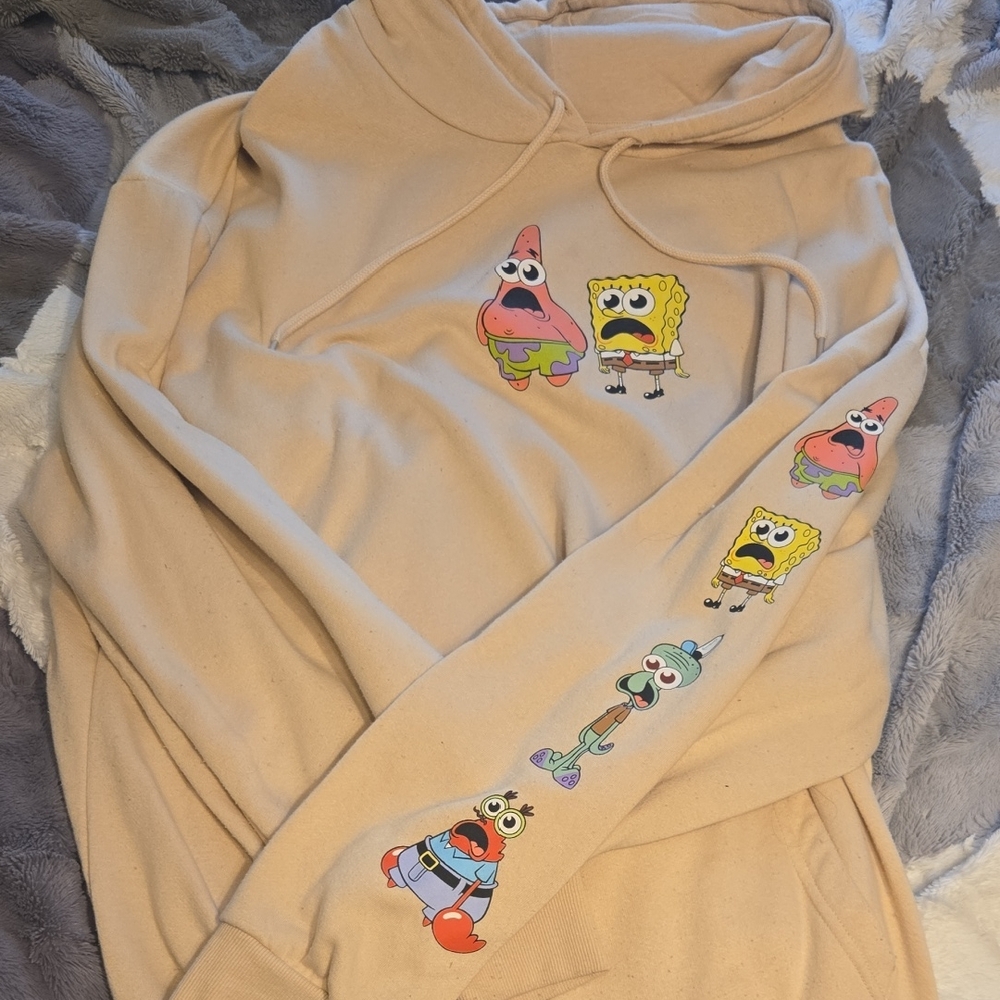 Nickelodeon Beige Hoodie with Cartoon Characters